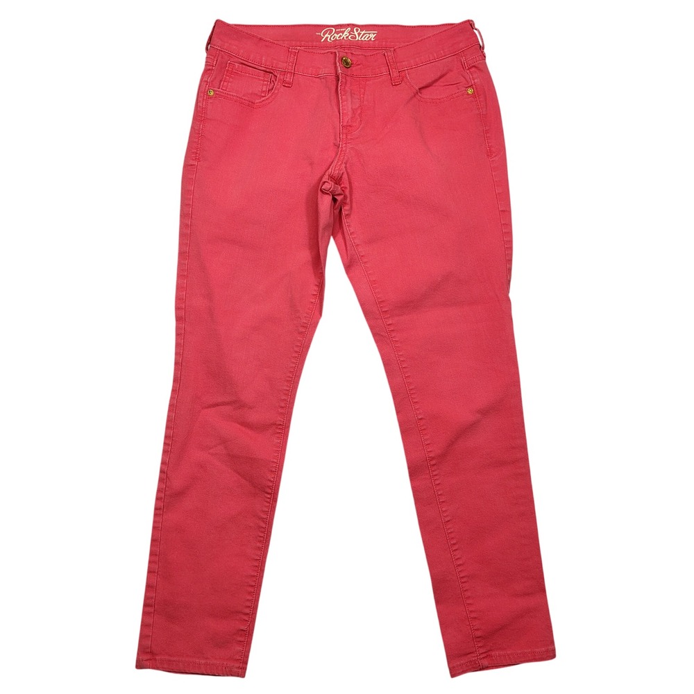 Old Navy Rockstar Skinny Pants Womens 12 Regular Mid Rise Coral Pink Solid